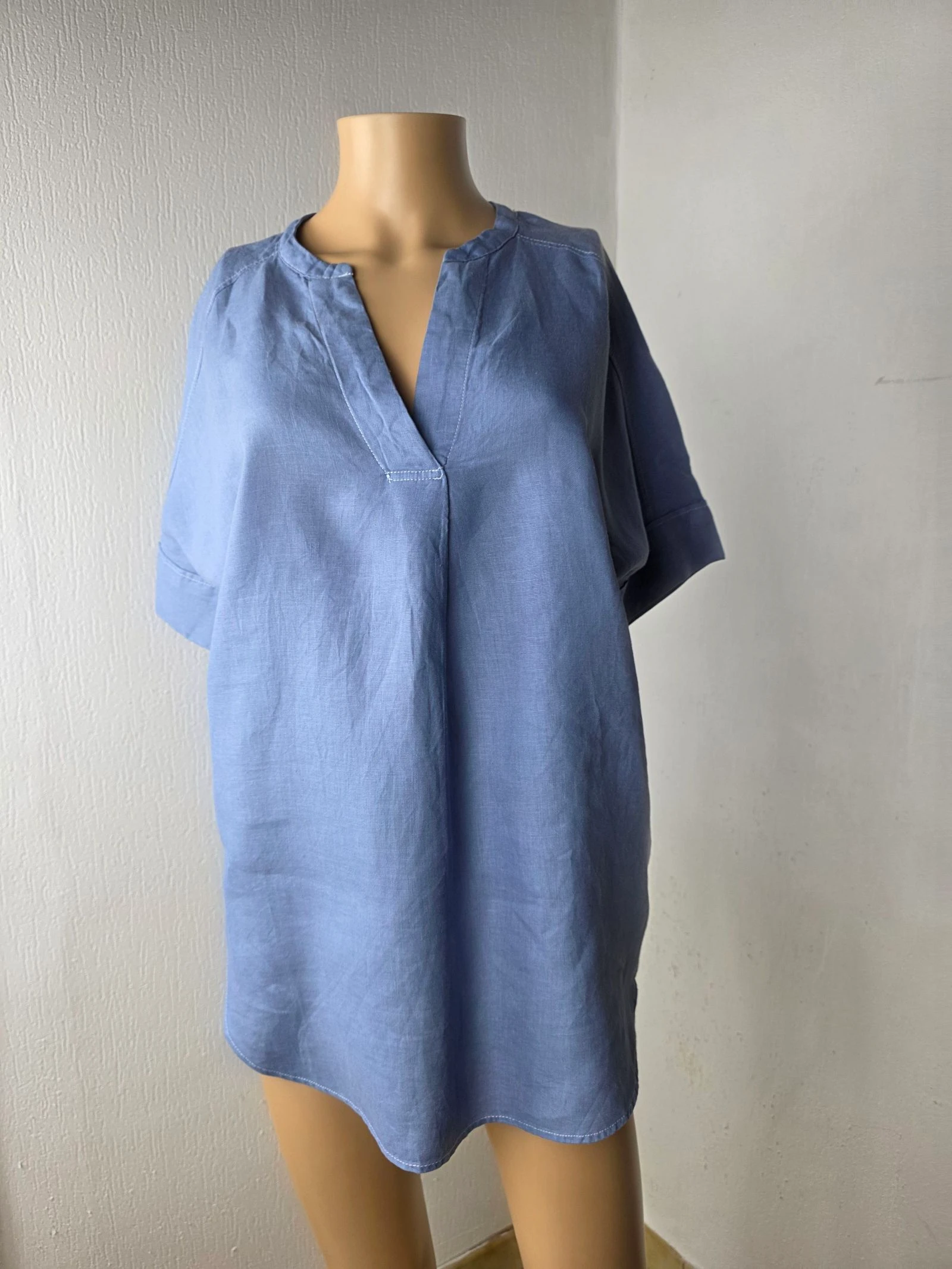 Haut en pur lin bleu lavande - Style Tunique/Caftan - Taille unique neuve 